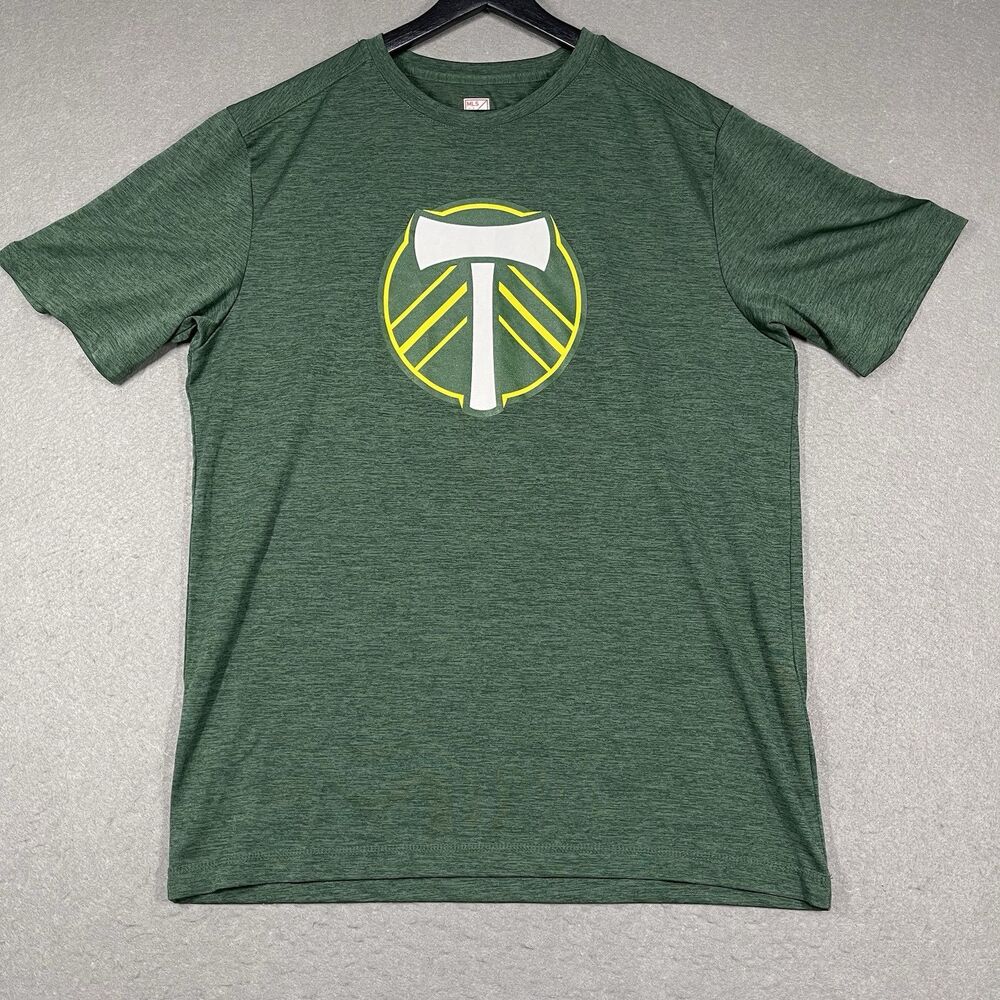 Portland Timbers Shirt Mens Large Green Crest Logo Short Sleeve MLS Fan Gear